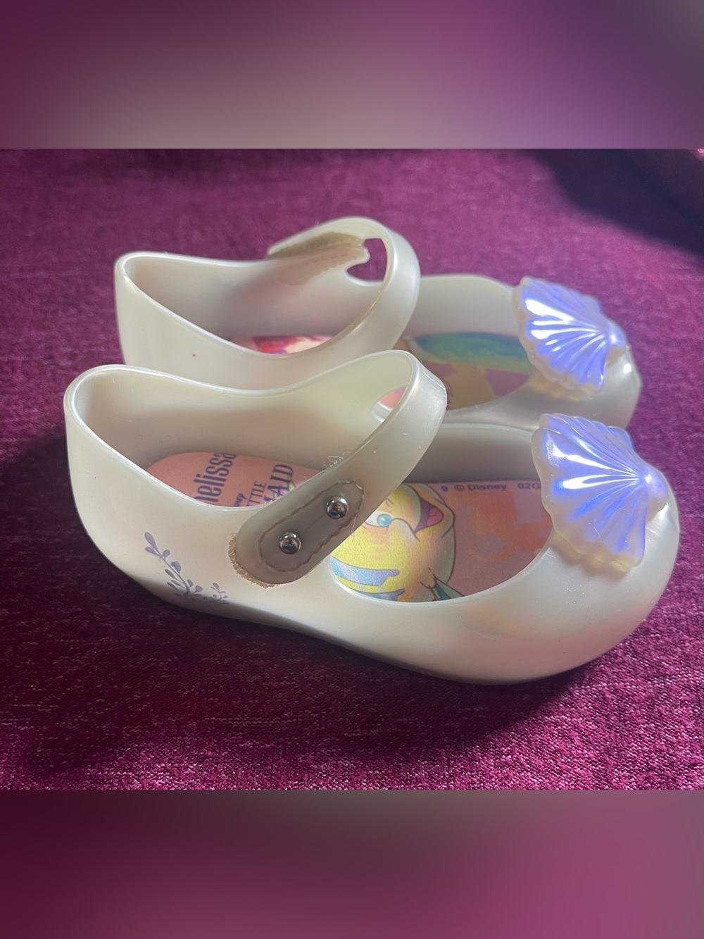 Mini Melissa Jelly Mary Jane Sandals with Iridescent shell front
